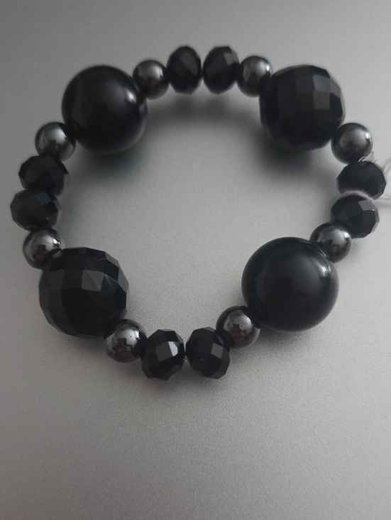 Jewelry - Black Beaded Stretch Bracelet - Women's Jewelry
